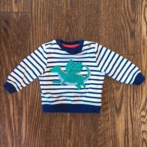 Mini boden baby striped dragon appliqué shirt 0-3